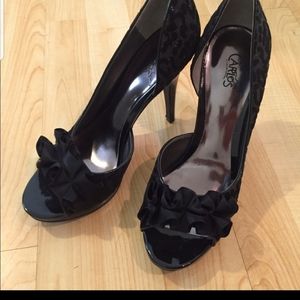 Black Sparkly Cheetah Print Pumps